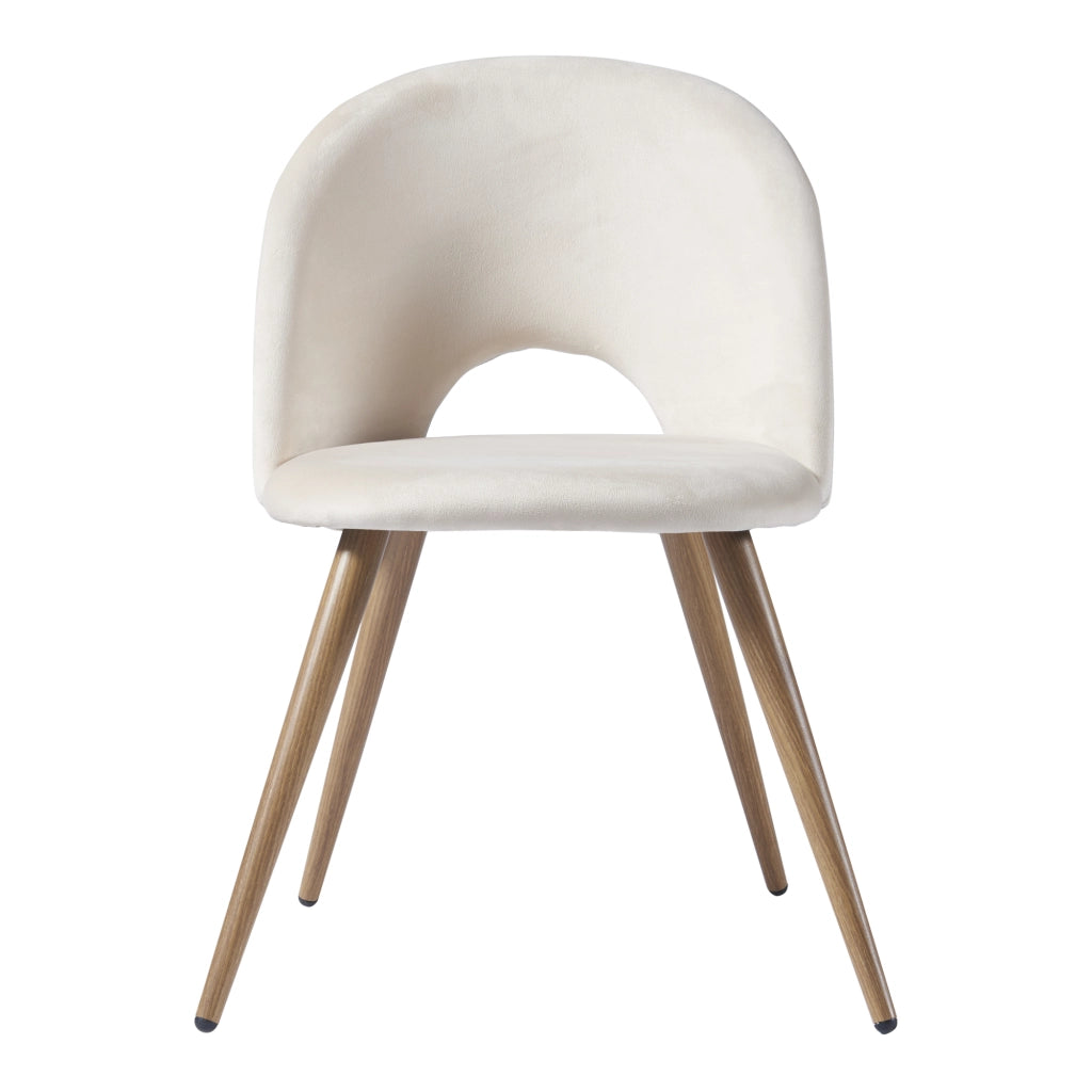 Set Karijoki di 2 Sedie Imbottite da Sala Pranzo Effetto Velluto - Beige / Effetto Legno [en.casa]