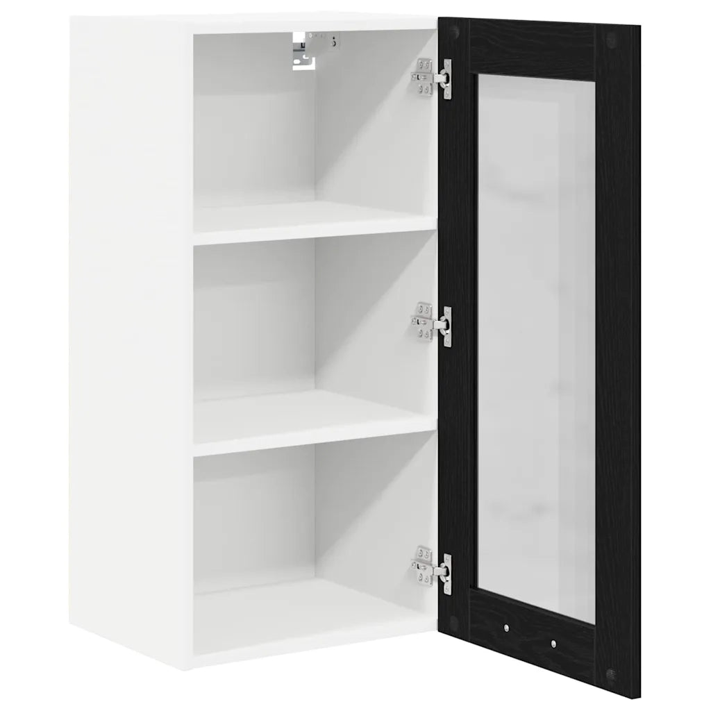 Armadio pensile con porta 2 pcs Rovere Nero 40 x 31 x 80 cm 884301
