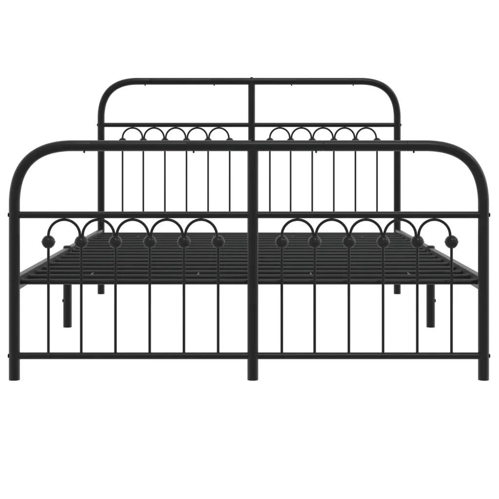 Giroletto con Testiera e Pediera Metallo Nero 140x200 cm 376619