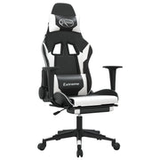 Sedia da Gaming | Sedia da e-sports con Poggiapiedi Nero e Bianco in Similpelle