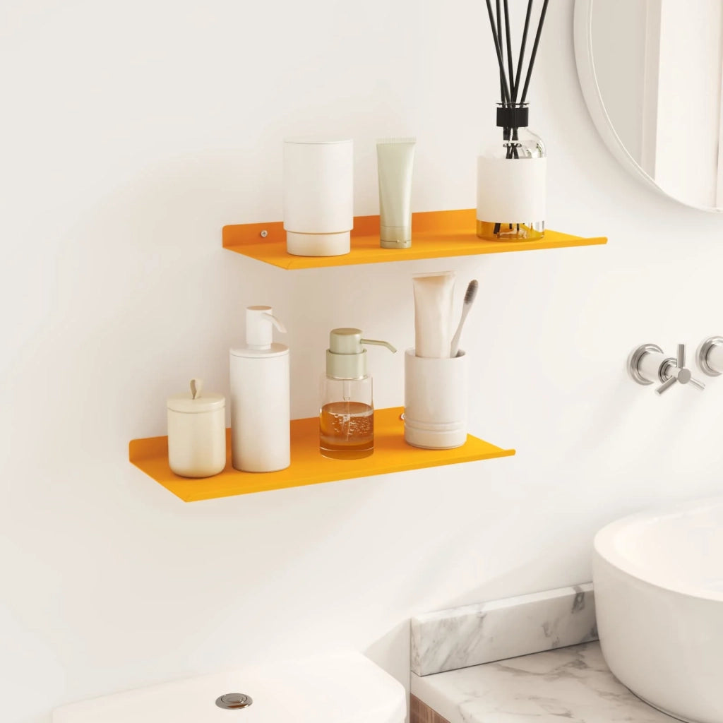 Mensola sospesa 2 pcs Giallo senape 40 x 18 x 2,5 cm Acciaio