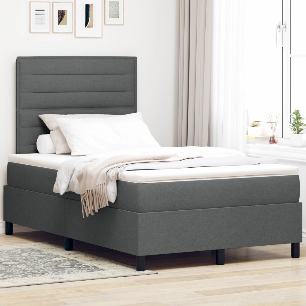 Letto con Rete con Materasso & LED Grigio Scuro 120x200 cm Tessuto