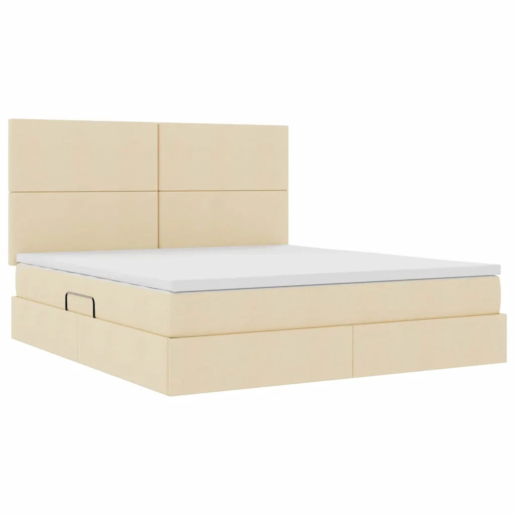 Letto con contenitore e materasso Crema 180 x 200 cm Poliestere