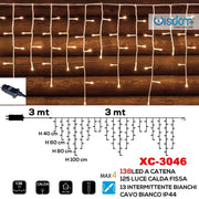 Trade Shop - Tenda Luminosa Natalizia 138 Led Luce Calda Fissa + Bianca Intermittente Xc-3046 -