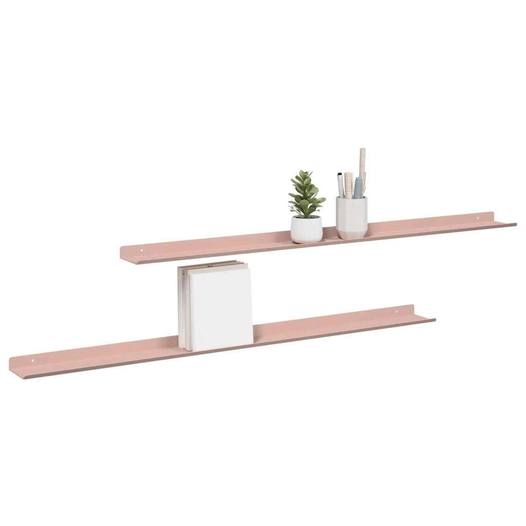 Mensola sospesa 2 pcs Rosa 100 x 9 x 2,5 cm Acciaio