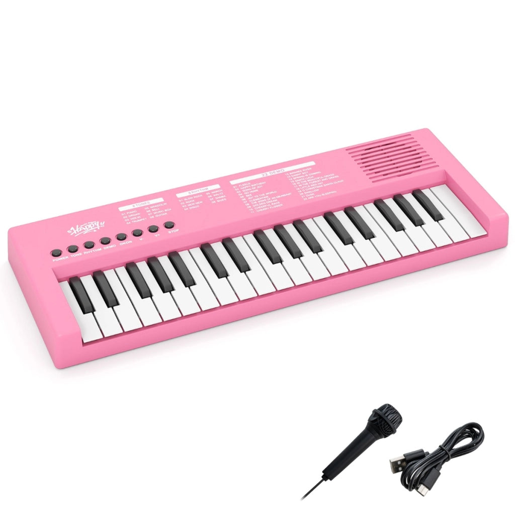 Tastiera pianoforte per bambini elettrica portatile a 37 tasti, Tastiera strumento musicale elettronico educativo Rosa-Tastiere elettriche