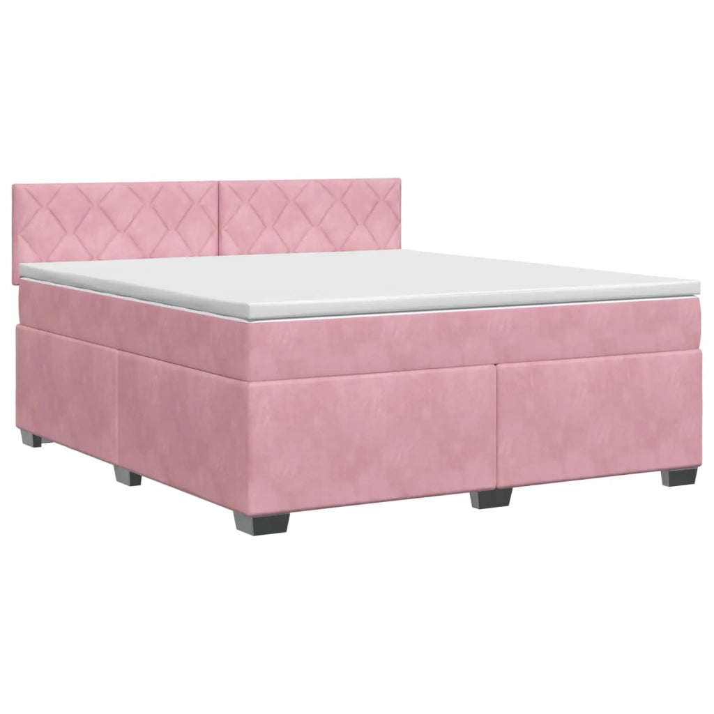 Letto box spring con materasso Rosa 160 x 200 cm Velluto 3450757