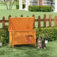 Casetta per Gatti da Esterno, Tana per Gatti, Resistente alle Intemperie, 1 Finestra, 1 Ingresso, 85 x 50 x 68.5 cm, Arancione