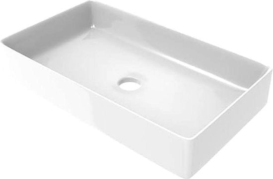 Wastafello rettangolare in ceramica, finitura lucida - bagno senza vasca - dimensioni 606 x 356 mm