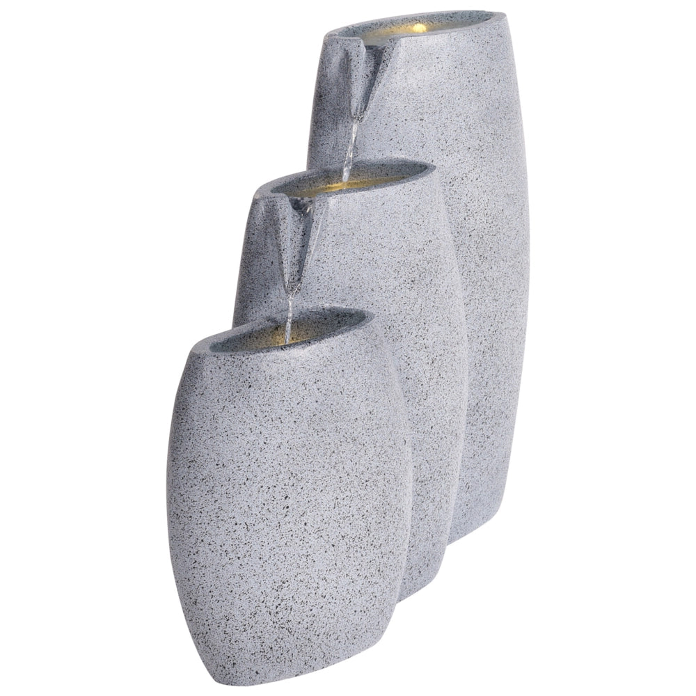 Fontana d'acqua da esterno in resina beige Luce da giardino LED inserita Design moderno
