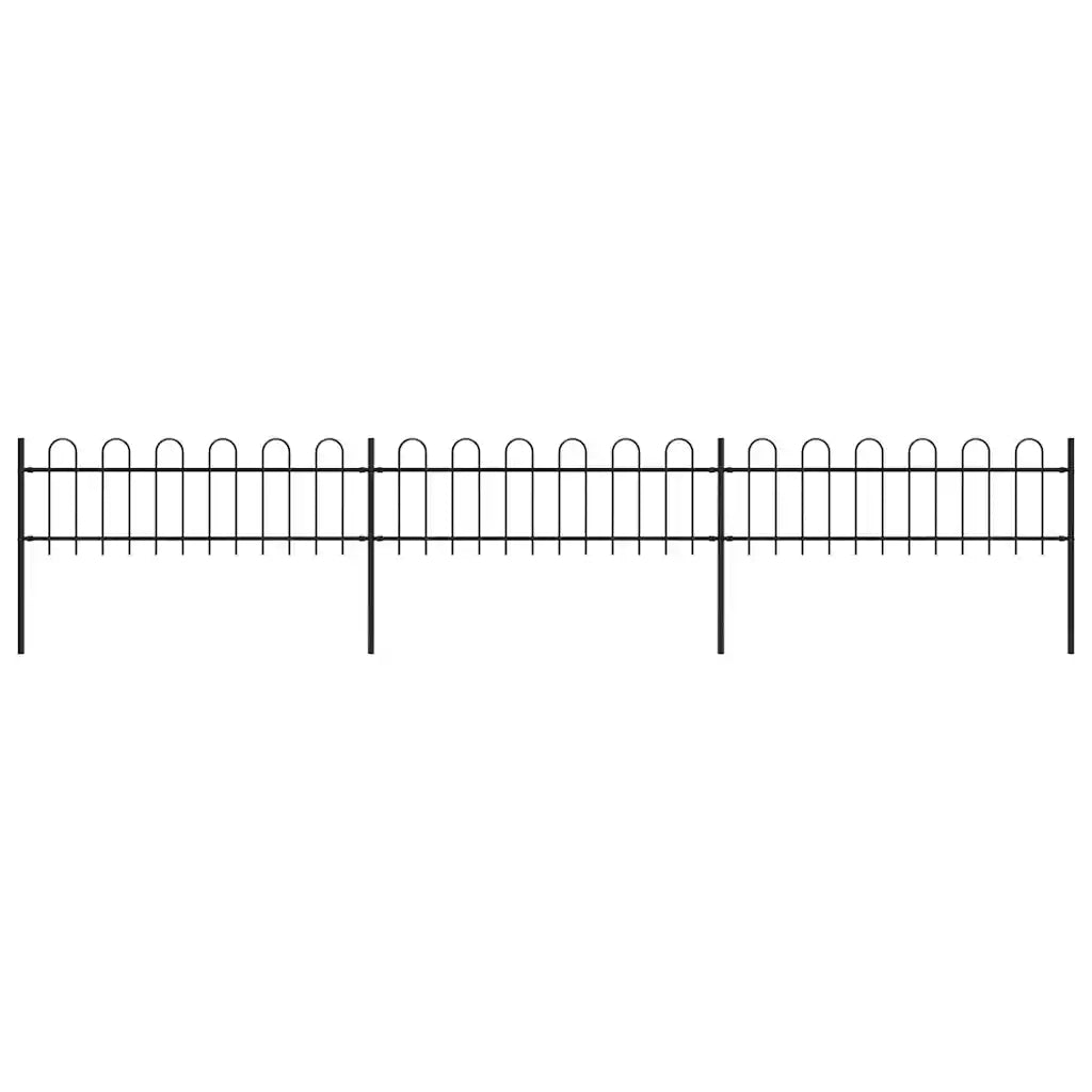 Recinzione da Giardino con Parte Superiore ad Anello in Acciaio 504x60 cm Nero 277640