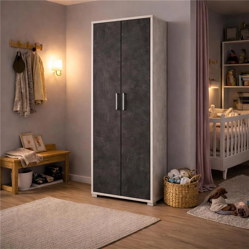 ARMADI DA ARREDO CON 2 ANTE DIMENSIONI 199X71X41 CM COLORE OSSIDO BIANCO E OSSIDO NERO
