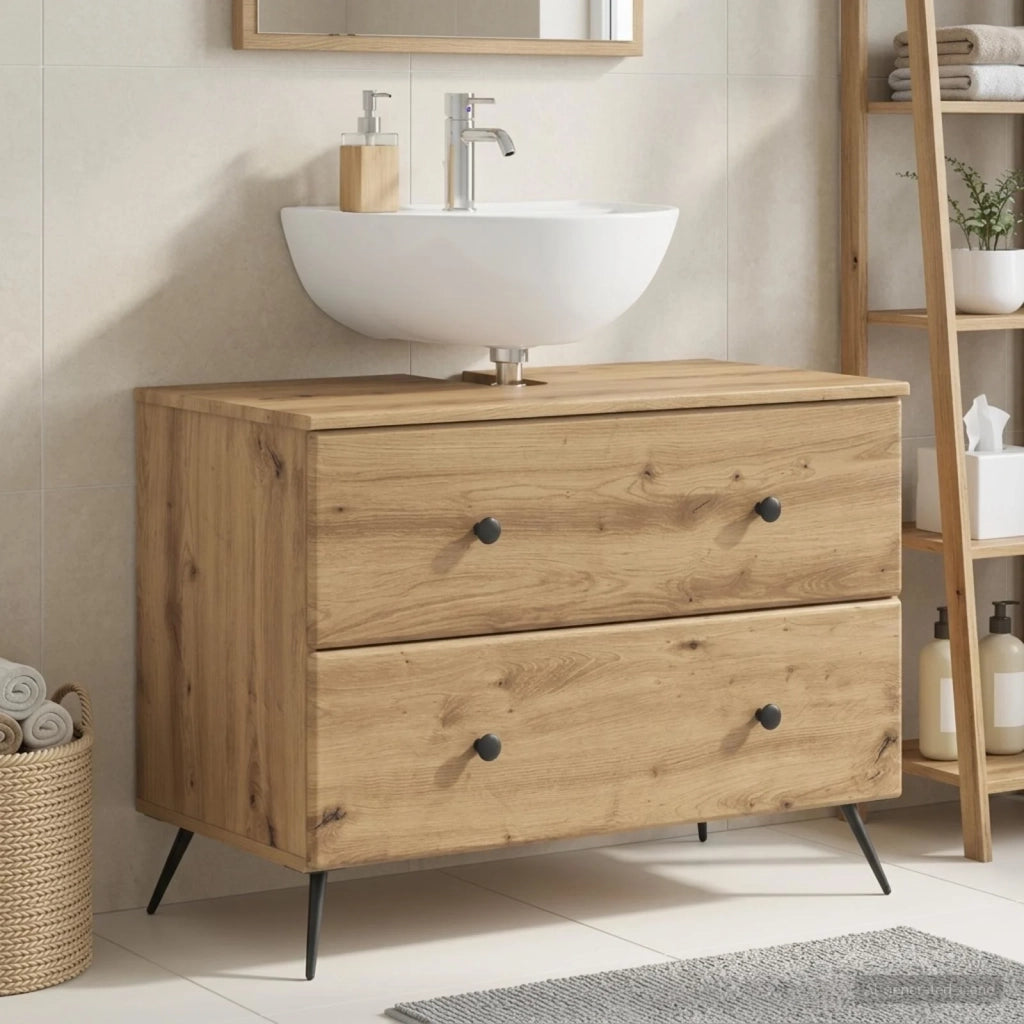 Armadio per Lavabo da Bagno BREDA Rovere Artigianale 897464