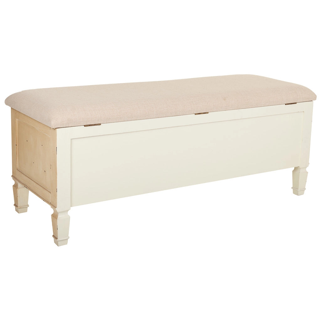 Sgabello beige in legno e imbottita 120x43x48h