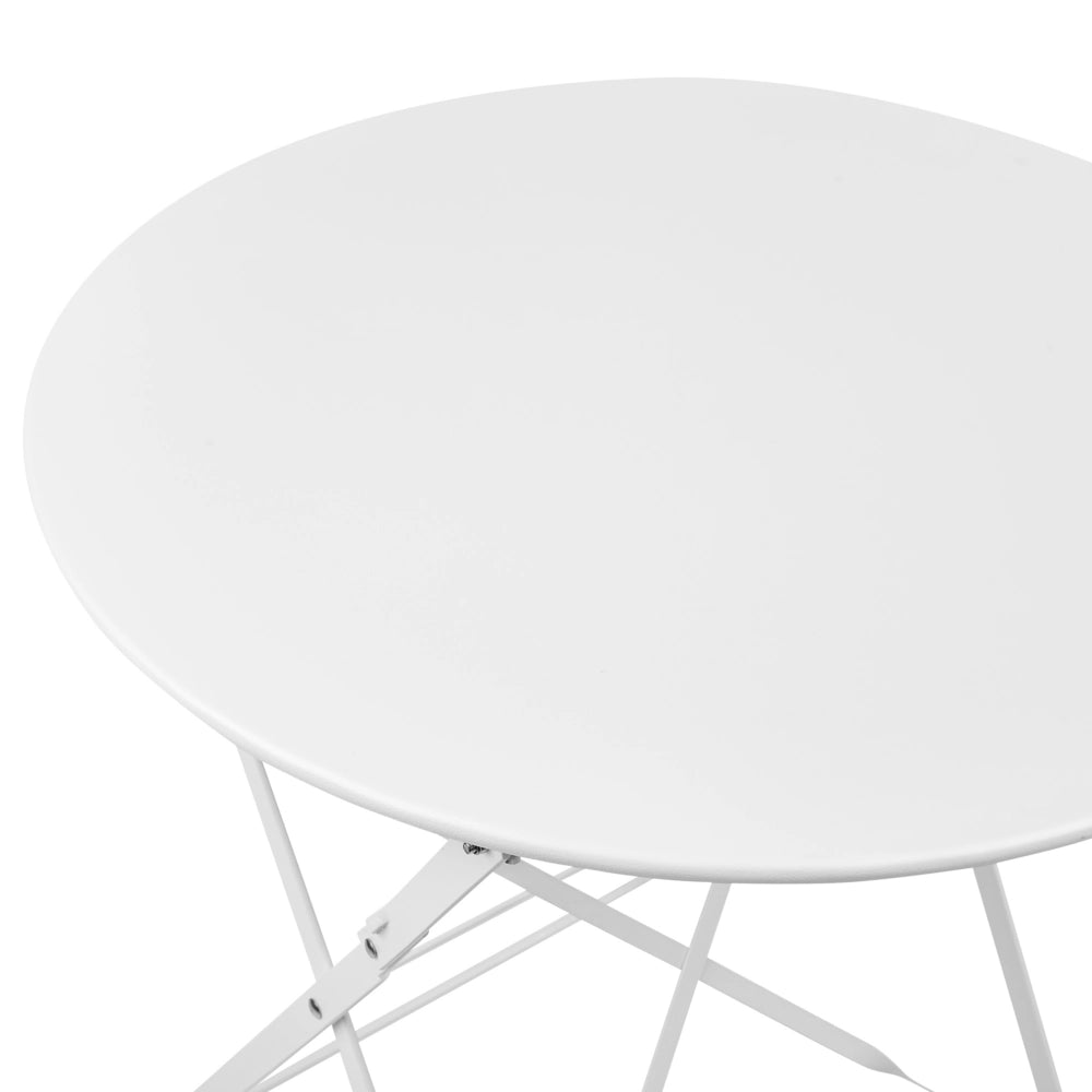 Set da Esterno 3 pezzi Tavolino e 2 Sedile Pieghevoli in Metallo Bianco Giardino Terrazzo Balcone