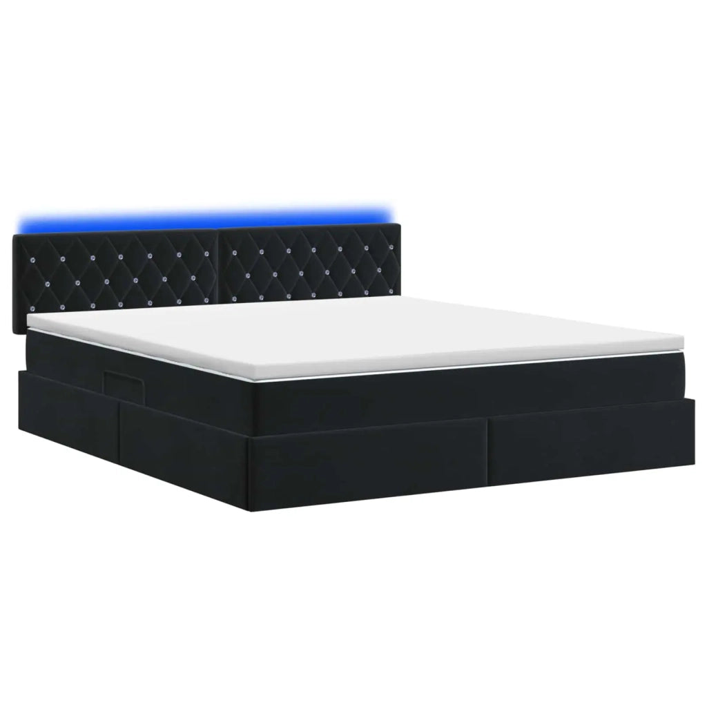 Letto con contenitore LED e materasso Nero 160 x 200 cm Velluto 3459200
