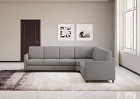 Divano Angolare 6 Posti 281x241x85 cm Karay in Tessuto Grigio