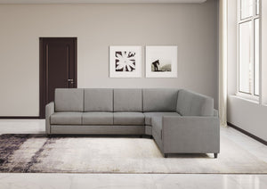 Divano Angolare 6 Posti 281x241x85 cm Karay in Tessuto Grigio