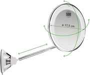 Macom, specchio cosmetico con asta telescopica brevettata, doppio snodo, ingrandimento 10x, 18 luci led e ventosa a ghiera orientabile a 360°, salvaspazio, sensation 229 new perfect mirror