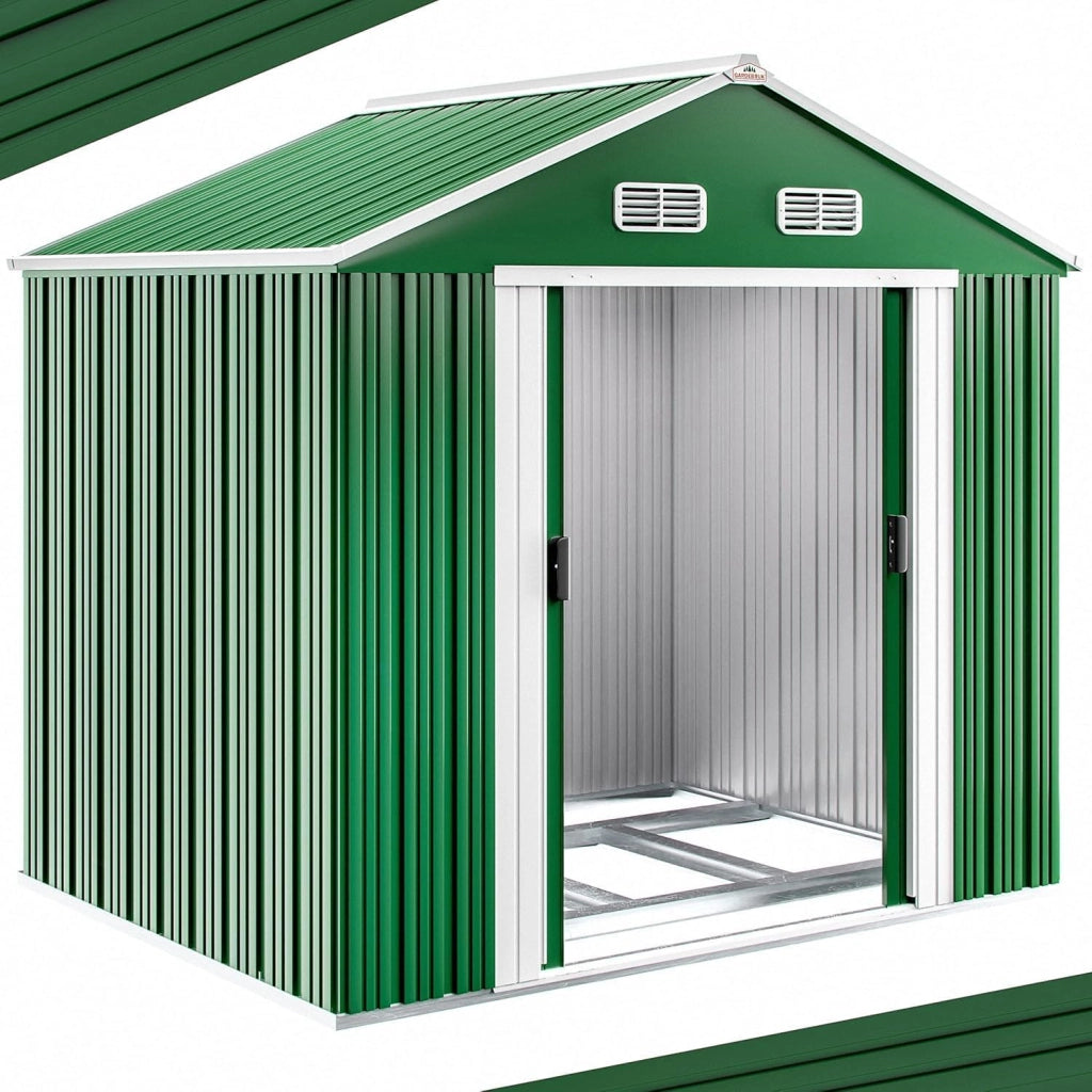 Capanno da Giardino XXL 5m² Fondamenta 260x205x180cm Porta Scorrevole Rimessa per Attrezzi da Esterno 9m³