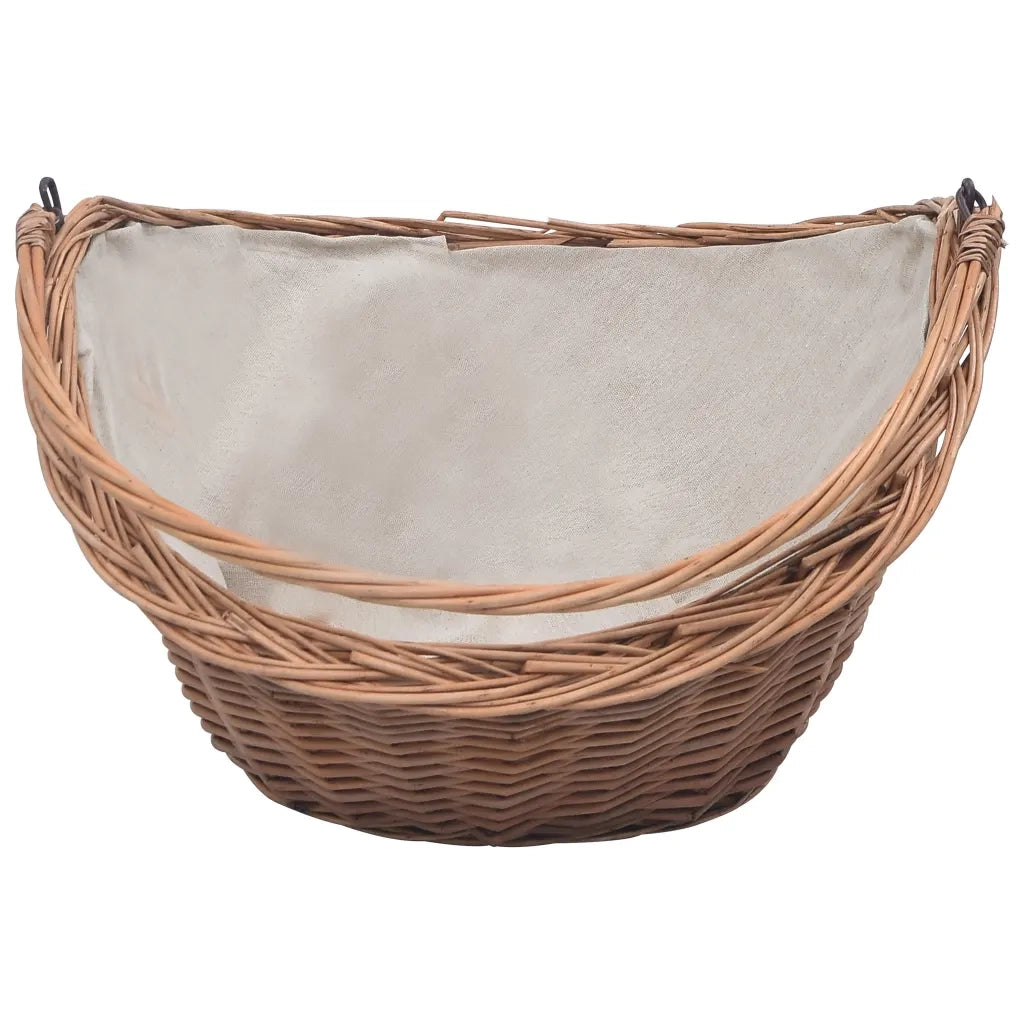 Cesta Legna da Ardere con Manico-Cestino per Legna 60x44x55 cm Naturale in Salice