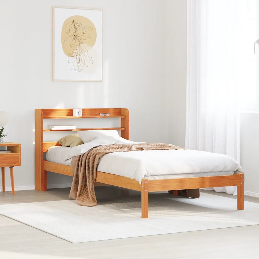 Giroletto con Testiera Marrone Cera 100x200 cm Massello Pino 3306557