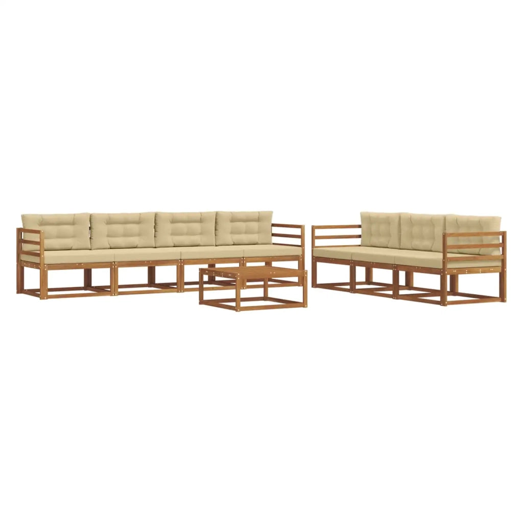 Set di divani da esterno con cuscino 8 pcs Naturale e Beige 3367286