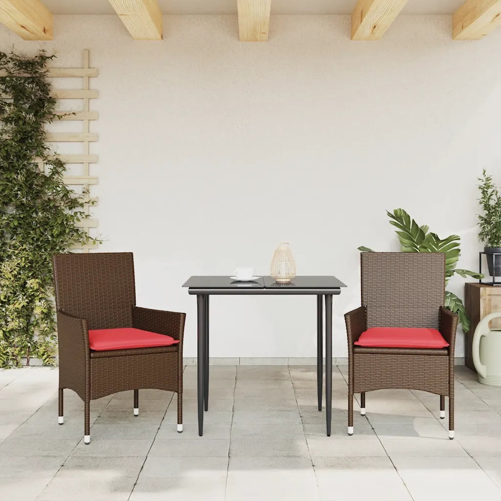 Sedie da Giardino con Cuscini 2 pz Marroni in Polyrattan 368116