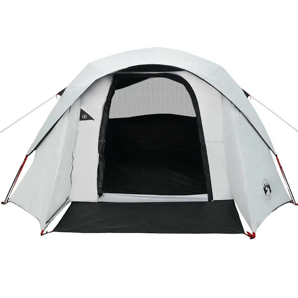 Tenda Campeggio a Cabina 4 Persone-Tenda per Escursionismo Bianca Tessuto Impermeabile