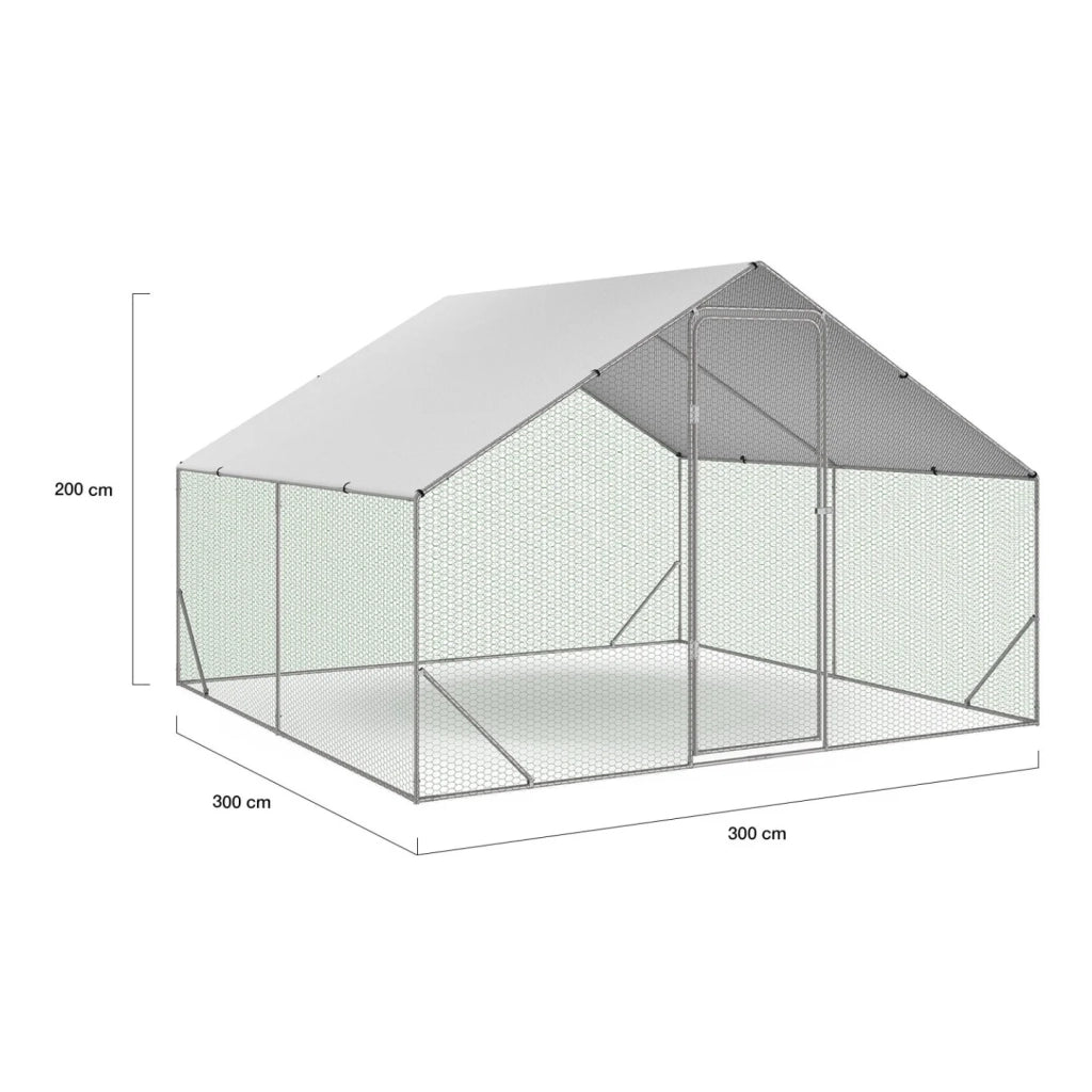 IDMarket - Recinzione per pollaio 9 m² rete metallica 3x3 M in acciaio zincato