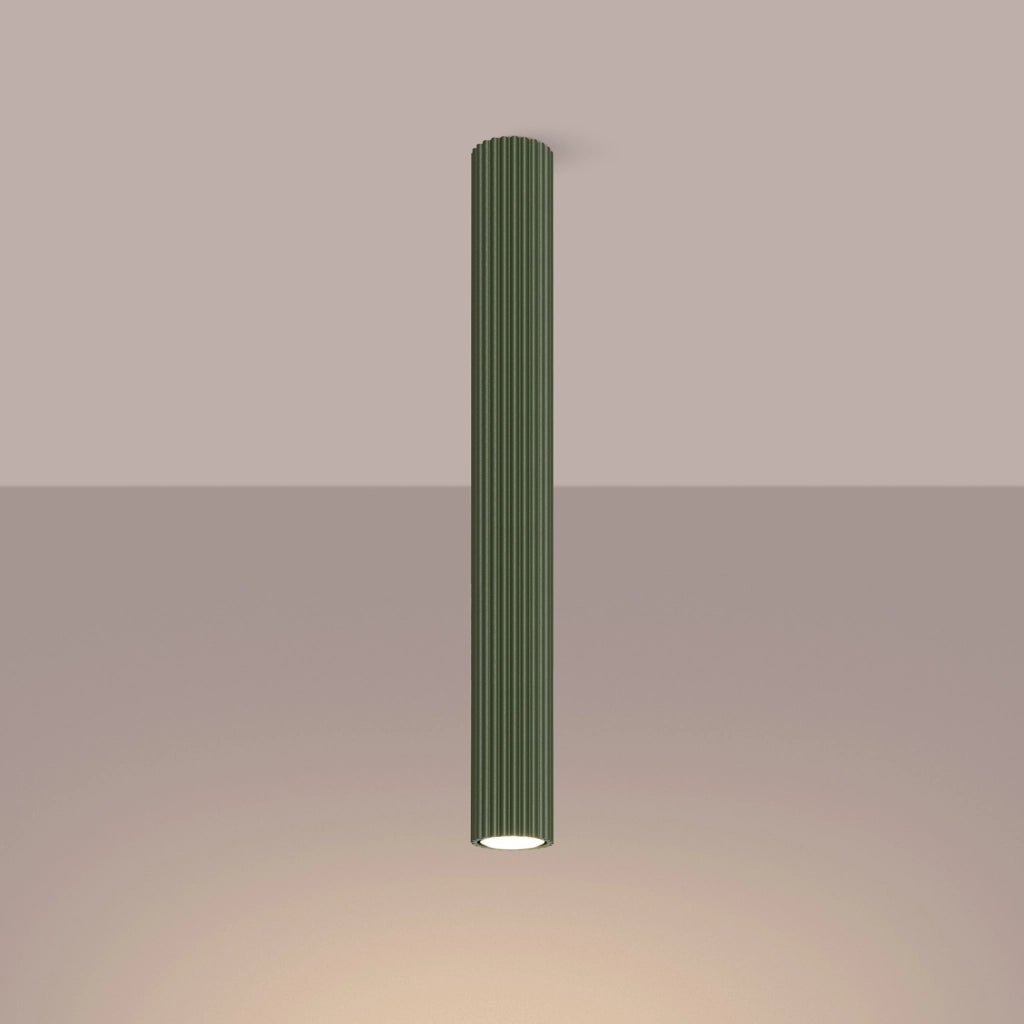 Spot soffitto moderno verde oliva, tubo 60 cm GU10