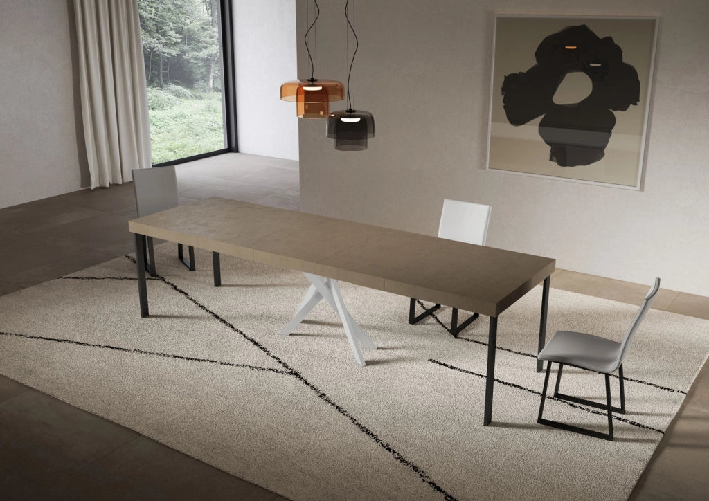 Consolle allungabile 90x40/300 cm Saki Premium tortora gambe bianche