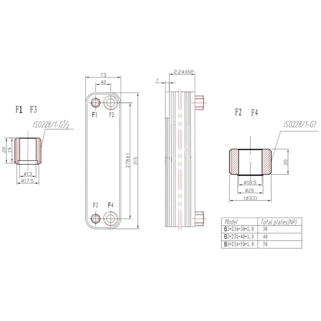 Scambiatore di calore termico in acciaio inox 40 piastre max 165 kW acqua solare 16_0000836