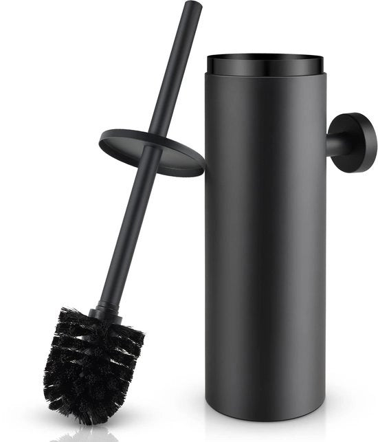 Asciugamani per bagno in acciaio inox con fissaggio a muro, set di asciugamani per bagno con contenitore per l'acqua per la camera da bagno, L8.8*B8.8*H39cm, materiale in materasso nero