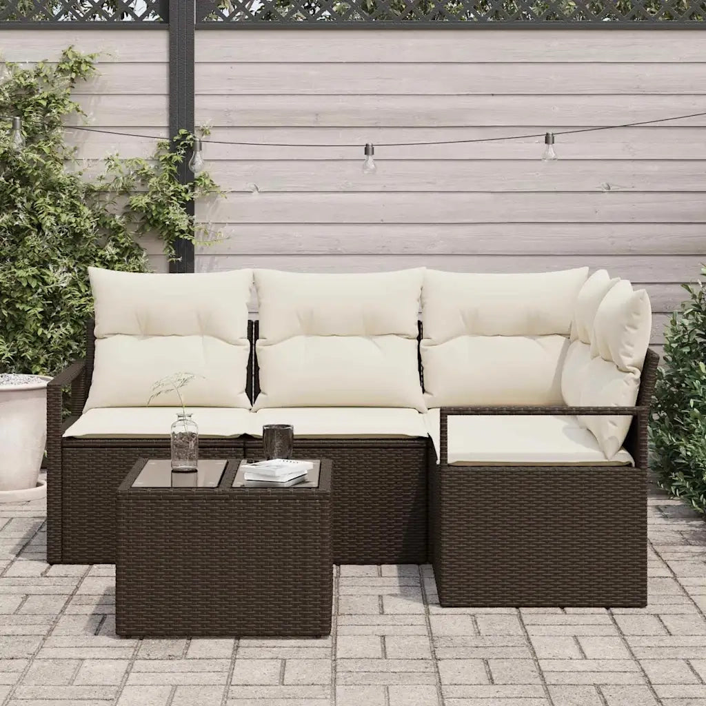 Set di divani 5 pcs Marrone polyrattan