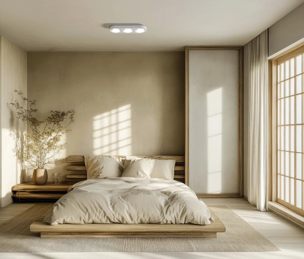 ELLADE Lampada da soffitto 3 luci attacco GX53 in gesso bianco con rifinitura Bronzo