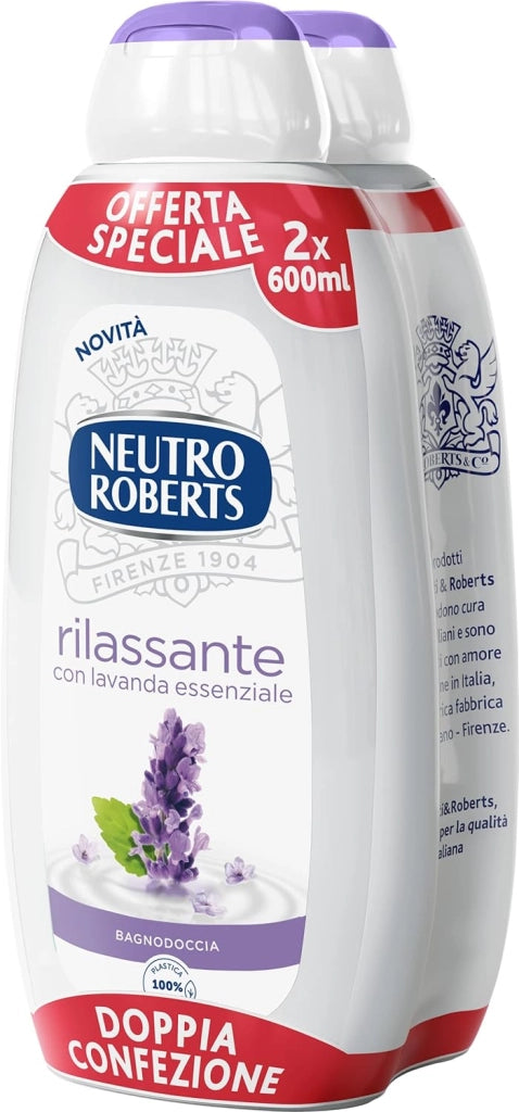 NEUTRO ROBERTS BAGNOSCHIUMA DERMAZERO 4 FLACONI DA 600 ML RILASSANTE LAVANDA