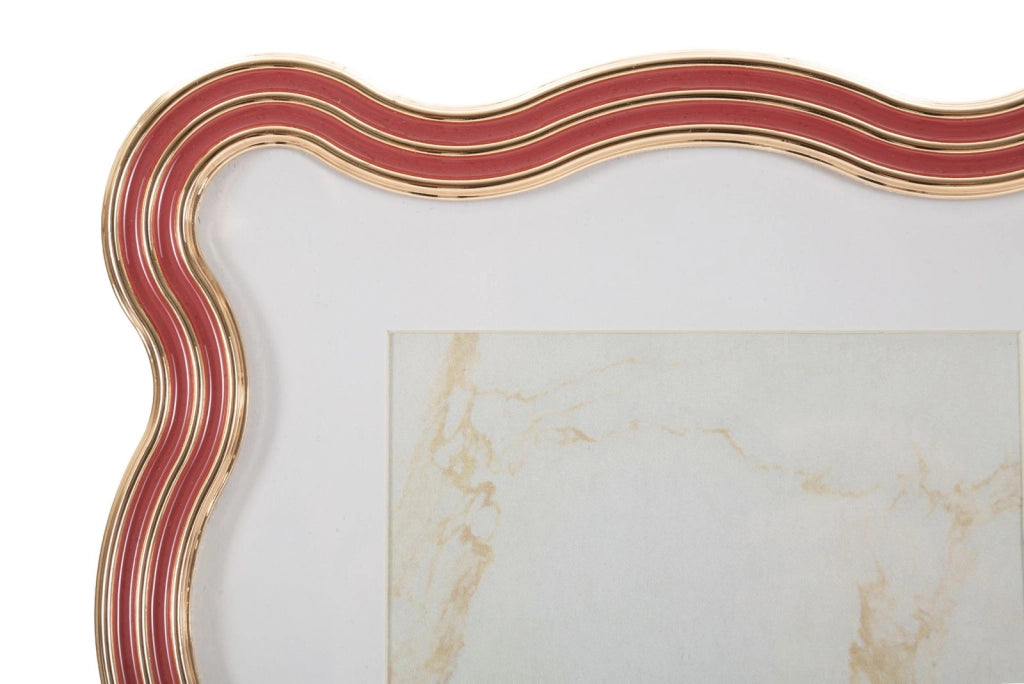 Cornice Elizabeth Rossa 17,5x1,3x22,5 cm in Zinco e Vetro Rosso e Oro