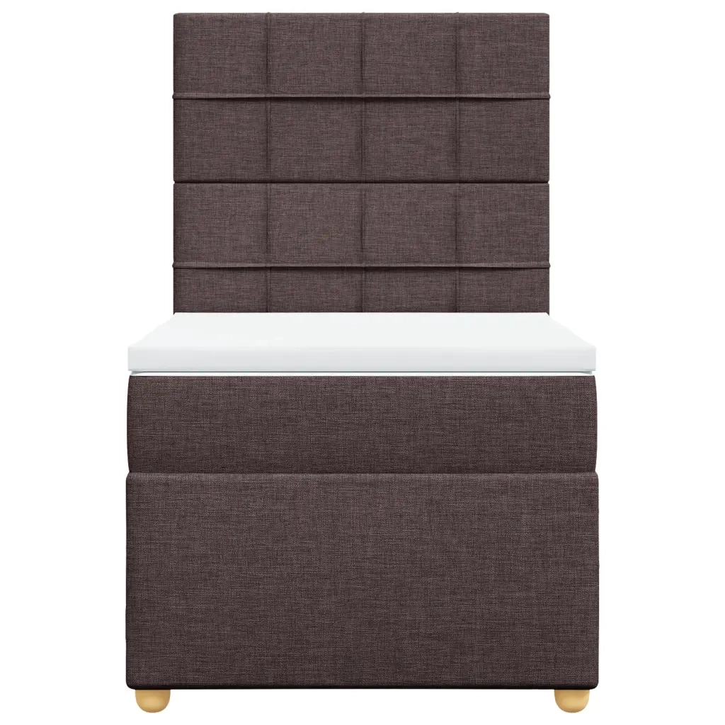 Giroletto a Molle con Materasso Marrone Scuro 100x200cm Tessuto