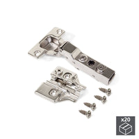 Cerniera a Scodellino 35 mm Mezzo Collo 100° con Basetta 20 Pezzi Emuca