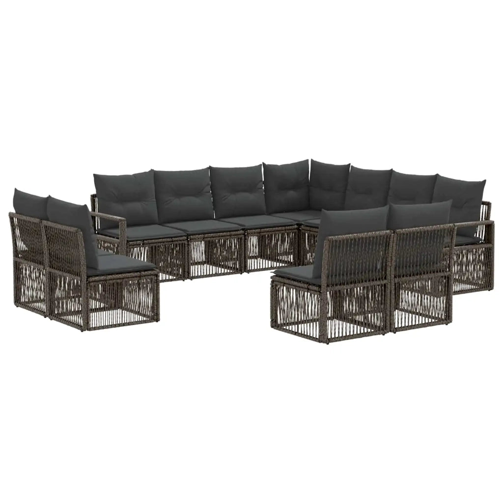 Set Divano da Giardino 11 pcs Grigio polyrattan 3435746