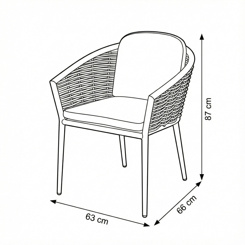 SINED Poltroncina Giardino Grafite in Alluminio e Wicker Cuscino Idrorepellente Struttura Impilabile e Resistente Modello ASTI