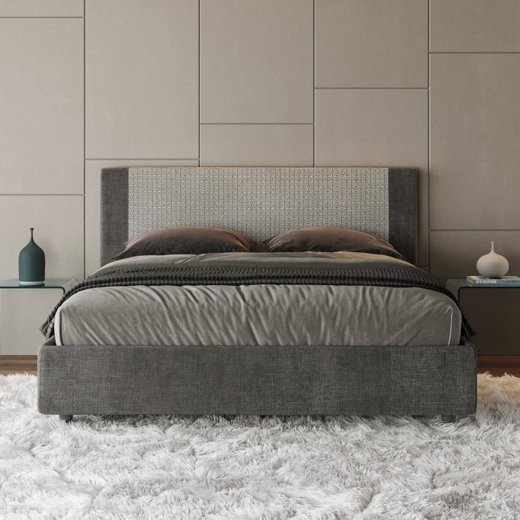 Letto matrimoniale senza rete imbottito 160x190 tessuto Labirinto 6 giallo Rosal