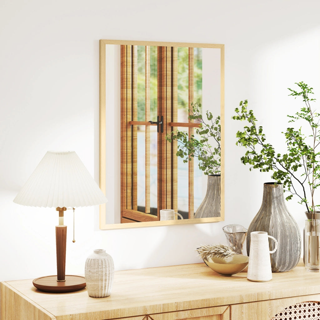 Specchio Rettangolare da Parete ¨C Xylo ¨C Cornice Legno Naturale 80x60 cm
