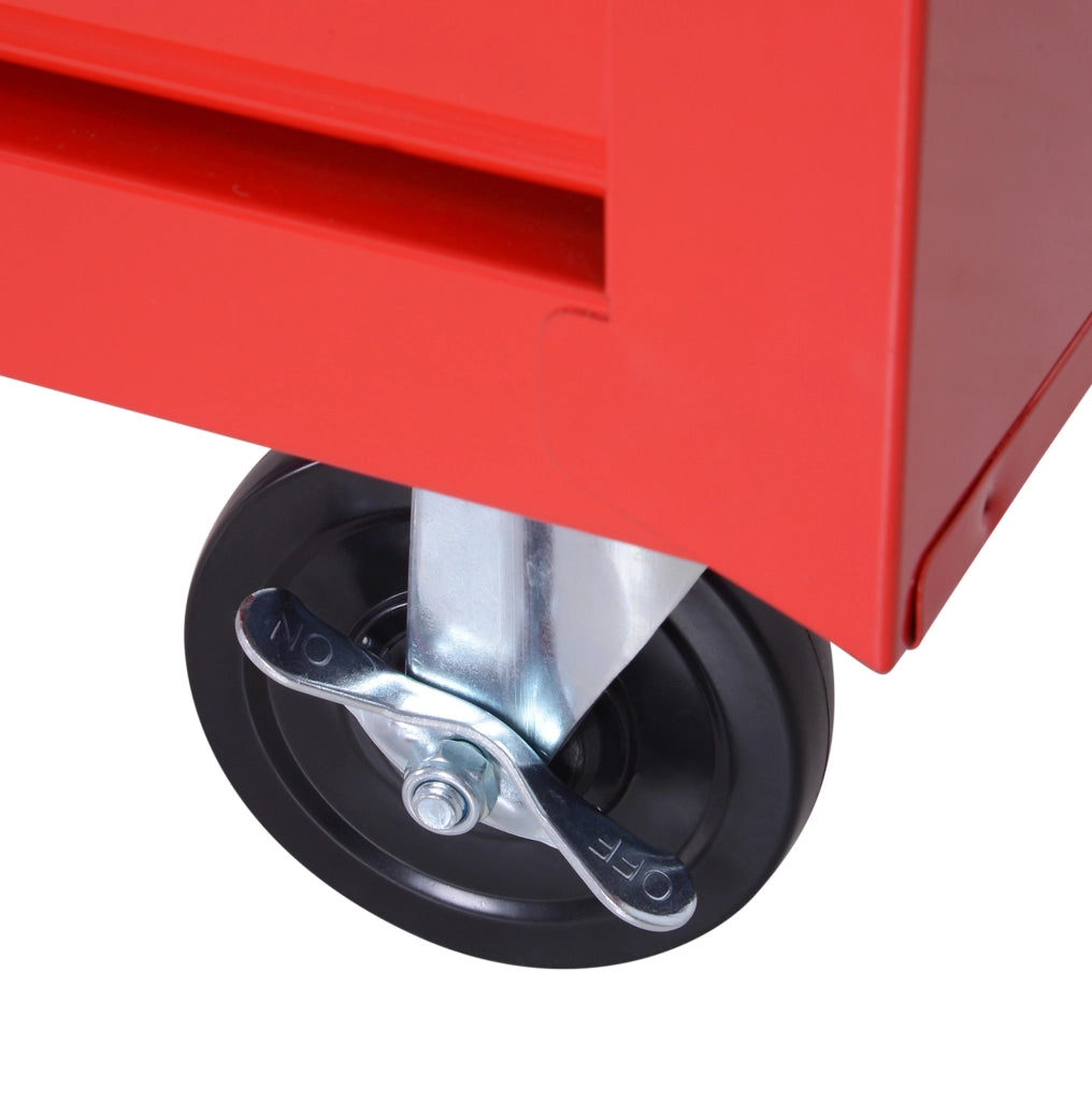Carrello portautensili rosso in acciaio con 7 cassetti