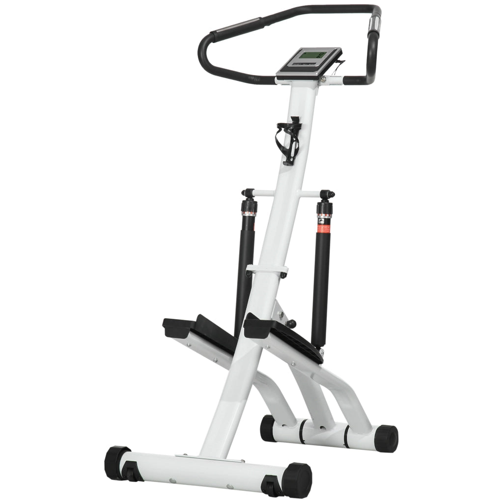 Stepper con manubrio 12 livelli resistenza regolabile LCD 2 ruote pedali antiscivolo ¨C zephmum ¨C bianco e nero