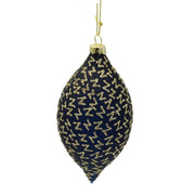 Pallina vetro ovale nera glitter oro