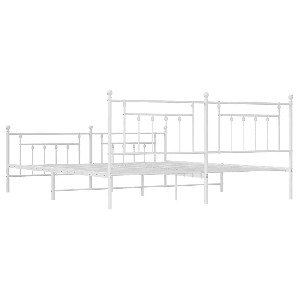 Giroletto con Testiera e Pediera Metallo Bianco 193x203 cm 353610