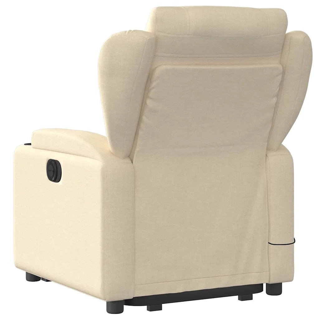 Poltrona Alzapersona Massaggiante Elettrica Crema in Tessuto 3204527