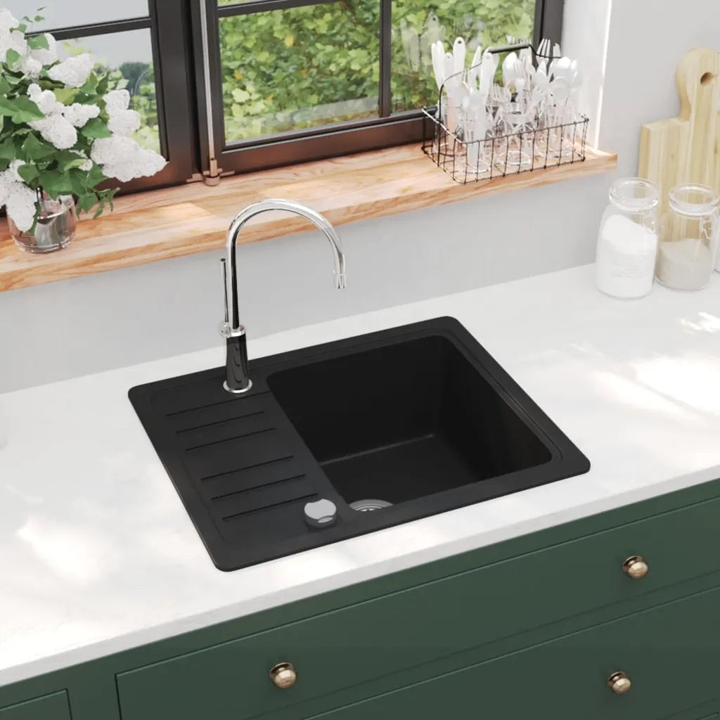 Lavello da Cucina in Granito Vasca Singola Nera CFW3718691